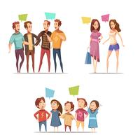 Family Retro Cartoon Set vector