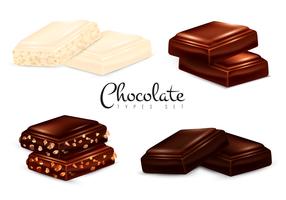 Conjunto de tipos de chocolate realistas vector