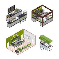 Isometric Coffee Shops Set vector