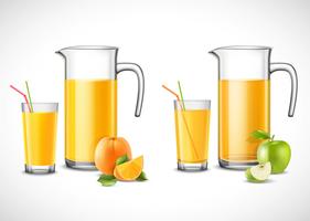 Jarras Con Jugo De Manzana Y Naranja vector