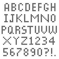 black cross stitch alphabet vector