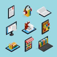 Online Books Isometric Set vector