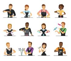 Set Of Cartoon Bartender Characters  vector