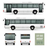 City Bus Realistic Advertising Template vector