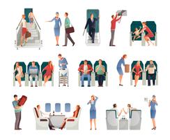 People In Airplane Set vector