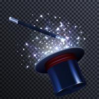 Tale Composition With Magic Wand And Magician Hat vector