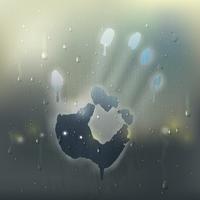 Hand On Misted Glass Realistic Composition vector