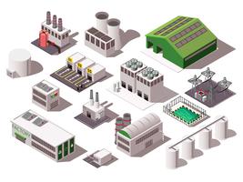 Factory Isometric Set vector