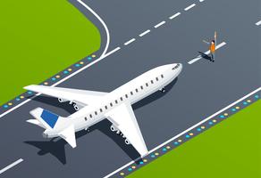 Ilustración isométrica del aeropuerto vector