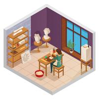 Scuplting Studio Isometric Composition vector