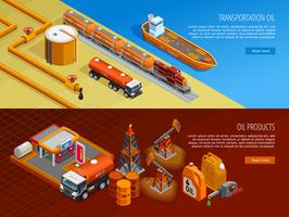 Oil Industry Isometric Webpage Banners Set  vector