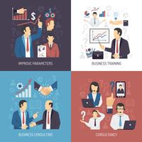  Business Training Concept 4 Flat Icons  vector