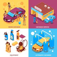 Car Wash Isometric Design Concept vector