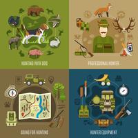 Hunting Concept Icons Set vector