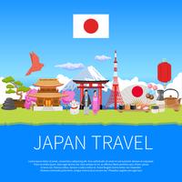 Cartel de publicidad de composición plana de viajes de Japón vector