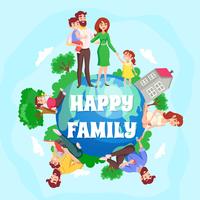 Happy Family Cartoon Composition vector