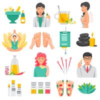 Alternative Medicine Icons Set  vector