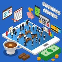 Financial Business Center Isometric Composition Poster  vector