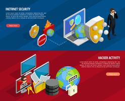 Data Protection Horizontal Banners Set  vector