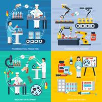 Pharmaceutical Production Concept Icons Set vector