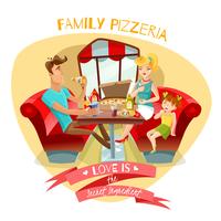 Family Pizzeria Vector Illustration