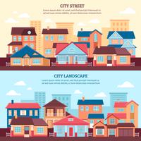 City Landscape Flat Banners vector