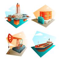 Petroleum Oil Industry 4 Isometric Icons 