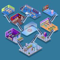 Shopping Mall Isometric Concept vector