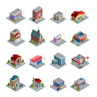 Building Isometric Icons Set vector