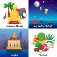 Thailand Culture 4 Flat Icons Square  vector
