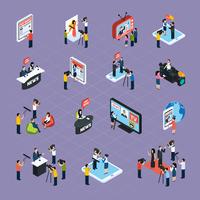 Reporters Isometric Icons Set vector