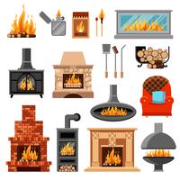 Conjunto de iconos de chimeneas vector