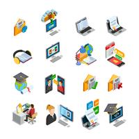 Conjunto de iconos isométricos de e-learning vector