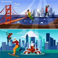 American Cities Compositions Set vector