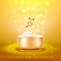 Collagen Skin Cream Golden Background Poster