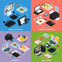 Graphic Design 2x2 Isometric Concept vector