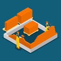 Building Construction Workers Isometric Banner vector