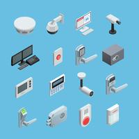 Home security Isometric Icons Set  vector