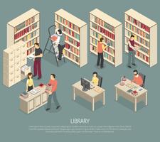 Documents Library Archive Interior Isometric Illustration  vector