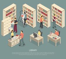 Documents Library Archive Interior Isometric Illustration  vector