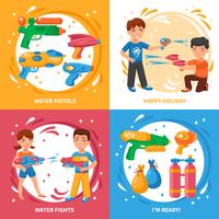 Water Pistols Concept Icons Set  vector
