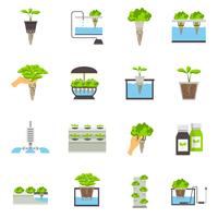 Hydroponic Flat Icons vector