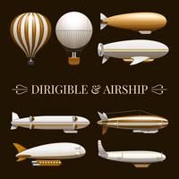 Conjunto de iconos de globo y dirigible vector