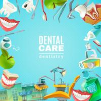 Dentals Care Flat Frame Background poster vector