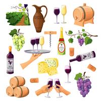 Color Wine Icons Set On White Background vector