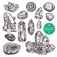 Crystals And Stones Set vector