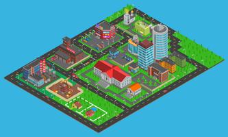 Modern City Isometric Map  vector