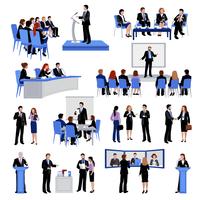 Public Speaking People Flat Icons Collection  vector