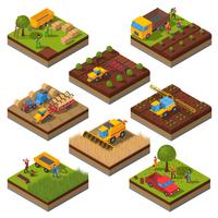 Agricultural Machines Isometric Field Set vector