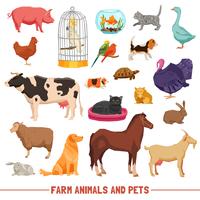 Farm Animals And Pets Set vector